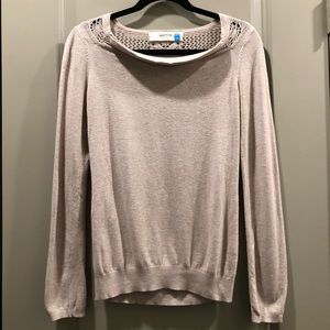 Anthropologie | Sparrow Beige Crochet Back Sweater
